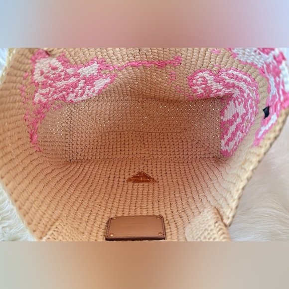 Limited Edition Prada Raffia Pink Floral Handbag - Picture 3 of 4